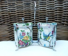 Midwinter Staffordshire - 2er Set Marmeladent&ouml;pfe Jelly Bowls England + Gestell