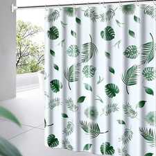 PEVA Shower Curtain Liner 72x72 Waterproof Green Leaf with Magnets