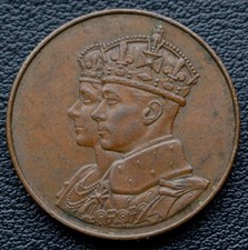 OLD CANADIAN COPPER MEDAL 1939 King George VI & Queen Elizabeth ROYAL VISIT