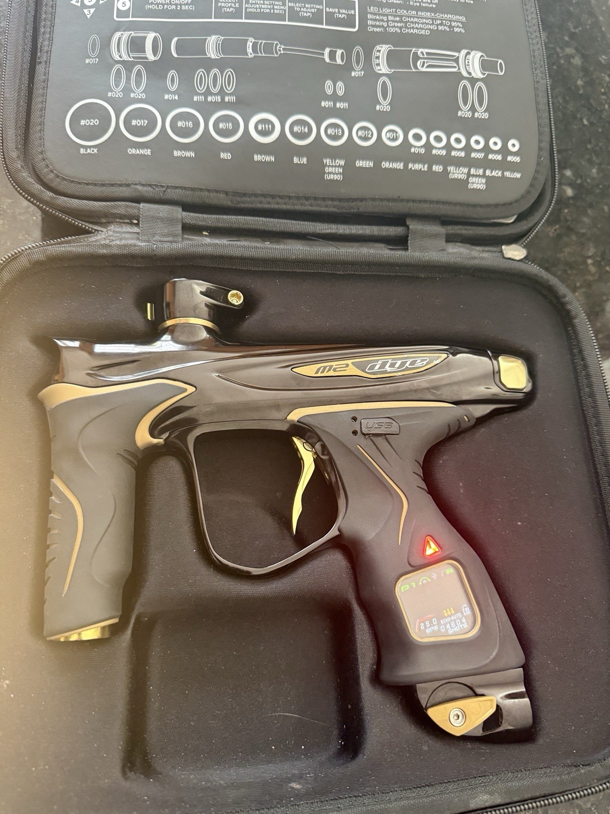 Dye M2 Paintball Marker Gloss Black And Gold With Gold ULI B