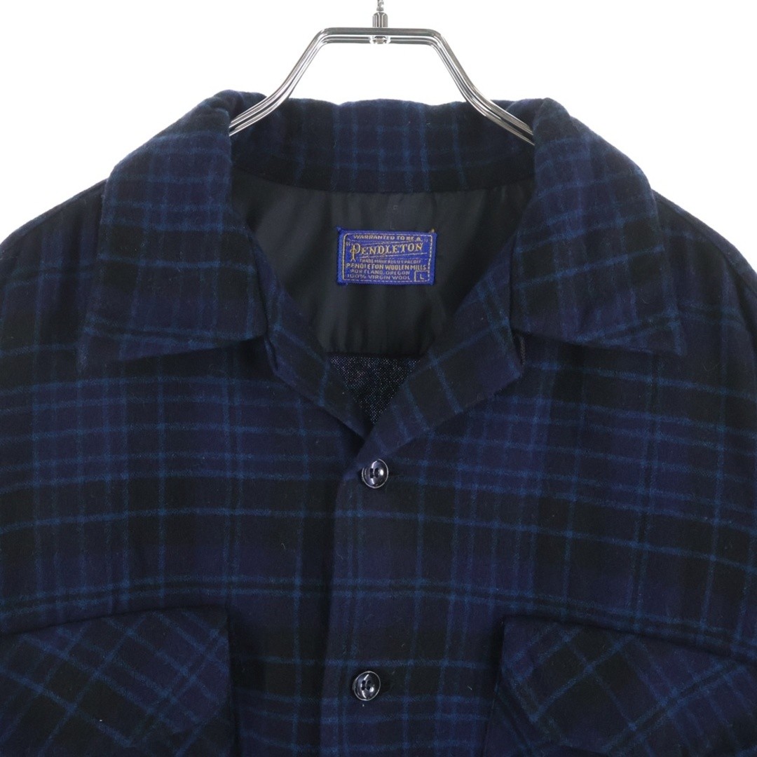 PENDLETON 50S VINTAGE CHECKED WOOL OPEN COLLAR LO… - image 3