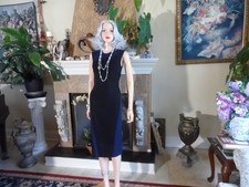 Stella McCartney Black & Blue Color Block Midi Dress IT 46- US 10