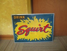 Vintage SQUIRT Tin Soda Sign Embossed Dated 1941 Made By AAW ~ Great Colors~LQQK