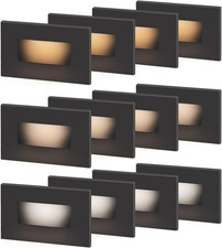 12 Pack LED Step Lights 12V-24V, 3 Color 3.5W Oil Rubbed Bronze Finish Aluminum