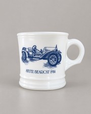 Vintage Surrey Stutz Bearcat 1914 Milk Glass Shaving Mug Made In USA