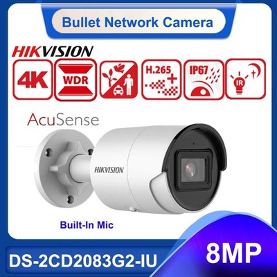 HK 8MP Acusense Fixed Bullet IP Camera DS-2CD2083G2-IU PoE Built-in Mic