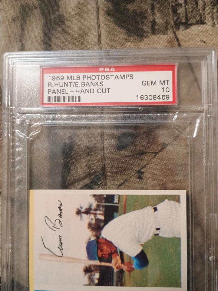 Ernie Banks/Ron Hunt 1969 MLB PhotoStamps Panel 🔥 PSA Gem 10🔥 Raro Pop 3 🔥 Foto 4 de 4