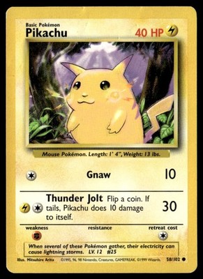 Pikachu Common  Base Set 058/102 HP Pokémon TCG