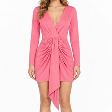 Zara Pink Ruched Mini Dress Womens Small NWT Long Sleeve Party Cocktail