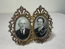 Vintage Metal Art Nouveau or Rococo style. Double Picture Photo Easel Frame