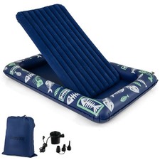 Inflatable Kids Travel Bed Portable Air Mattress Set w/Double-sided Mattress