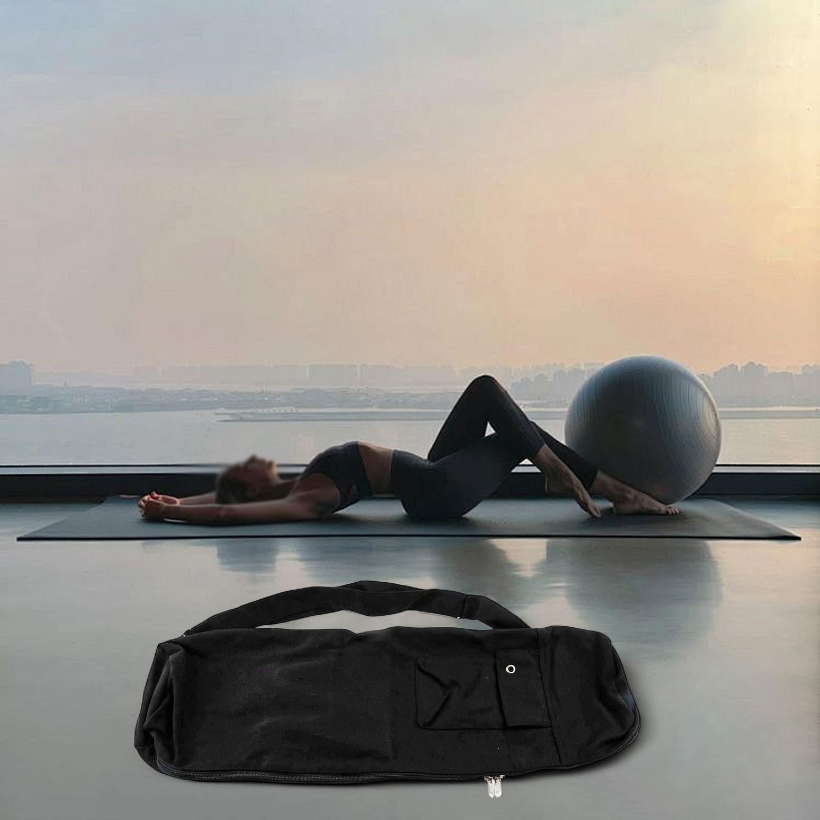 Wear Resistant Canvas Yoga Mat Carrier With Adjustable Shoulder Straps