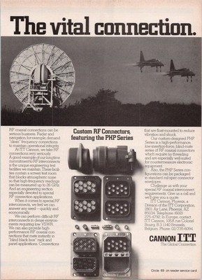 Cannon ITT Vintage Print Ad Custom RF Connectors PHP Series 1983