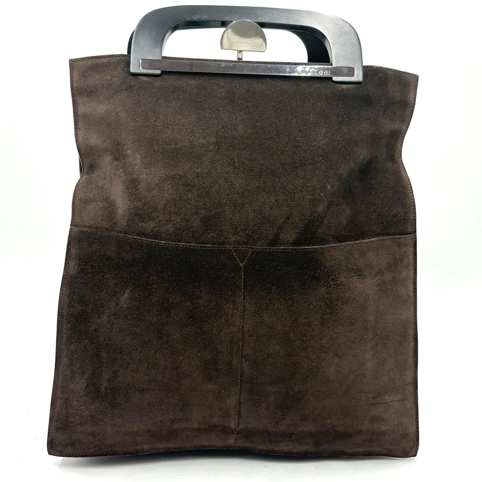 Auténtico Bolso de Mano Gucci Gamuza Plástico Asa Marrón 2Y2744 Foto 2 de 4