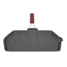 Gold Coast Cast Iron 13" x 7" Rectangular Black Grill Pan