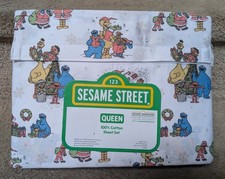 NEW Sesame Street 3pc Queen Christmas Sheet Set 100 Cotton Elmo Cookie Monster