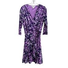 Coldwater Creek Womens Purple Tie Waist Wrap Dress Size XL Sheer shealth