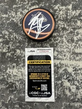 Mathew Barzal Signed Autographed New York Islanders Retro Puck JSA COA