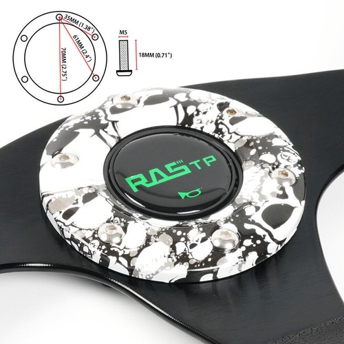 Universal U Shape Flat Drift Racing Leather Steering Wheel w/6 Holes Horn Button - Bild 10 von 11
