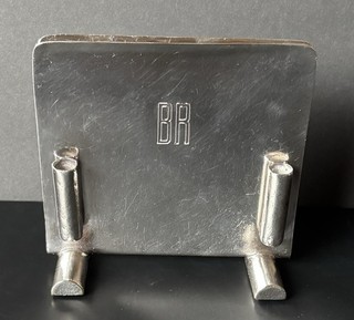 C.B.& Q. R.R. Burlington Route Silver Plated Menu & Pencil Holder Reed & Barton