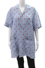 Gucci Womens Linen Short Sleeve Gingham Monogram Sleepwear Dress Blue Size 48