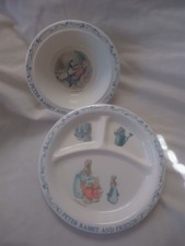 Eden Peter Rabbit and Friends Plastikowy zestaw misek dla dzieci z podzielonym talerzem, 2 sztuki