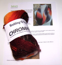 KFI CHROMATIC SATURN COWL Knitting Yarn Kit 1002 ORANGE RUST BROWN IVORY MULTI