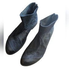 CYDWOQ Black Suede Leather Booties sz 37 US 7 