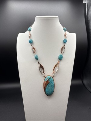 JAY KING DTR HUGE TURQUOISE AND STERLING/COPPER NECKLACE NIB