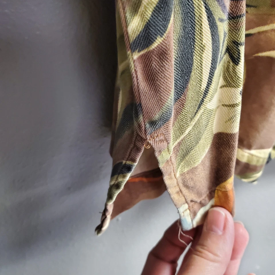 Camisa Monterey Club Para Hombres 2XL Marrón Seda Hawaiana Floral Abotonada Campamento Informal Foto 3 de 4