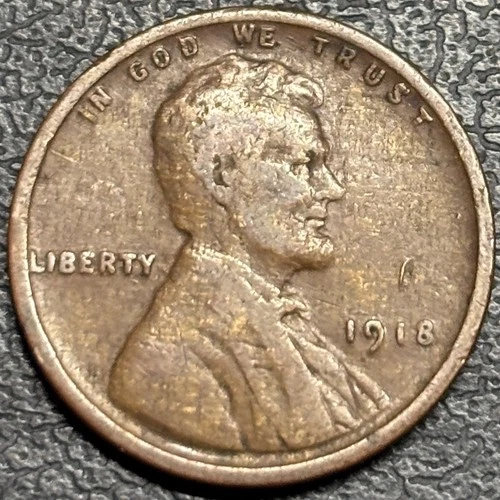 1918 Lincoln Wheat Cent - Fine to XF Extra Fine - Copper Penny Coin Token RARE