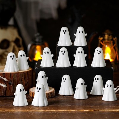 50 Pcs Halloween Mini Ghosts Figurines Resin Tiny Ghosts Spooky Small Miniatu...