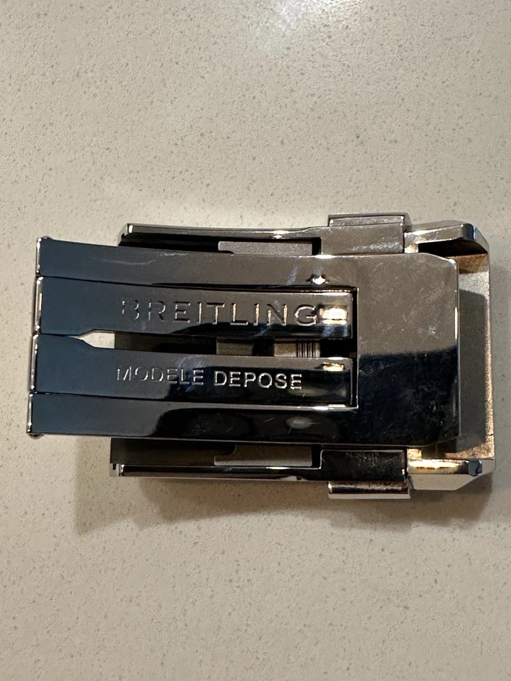 Breitling 20 mm Cierre desplegable ajustable con correa de goma negra de 24 mm Foto 4 de 4