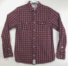 Buffalo David Bitton Shirt Mens Medium Red Black Plaid 100 Cotton Button-Up