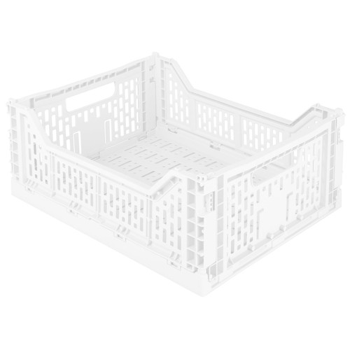 15LT Collapsible Plastic Storage Crate in White