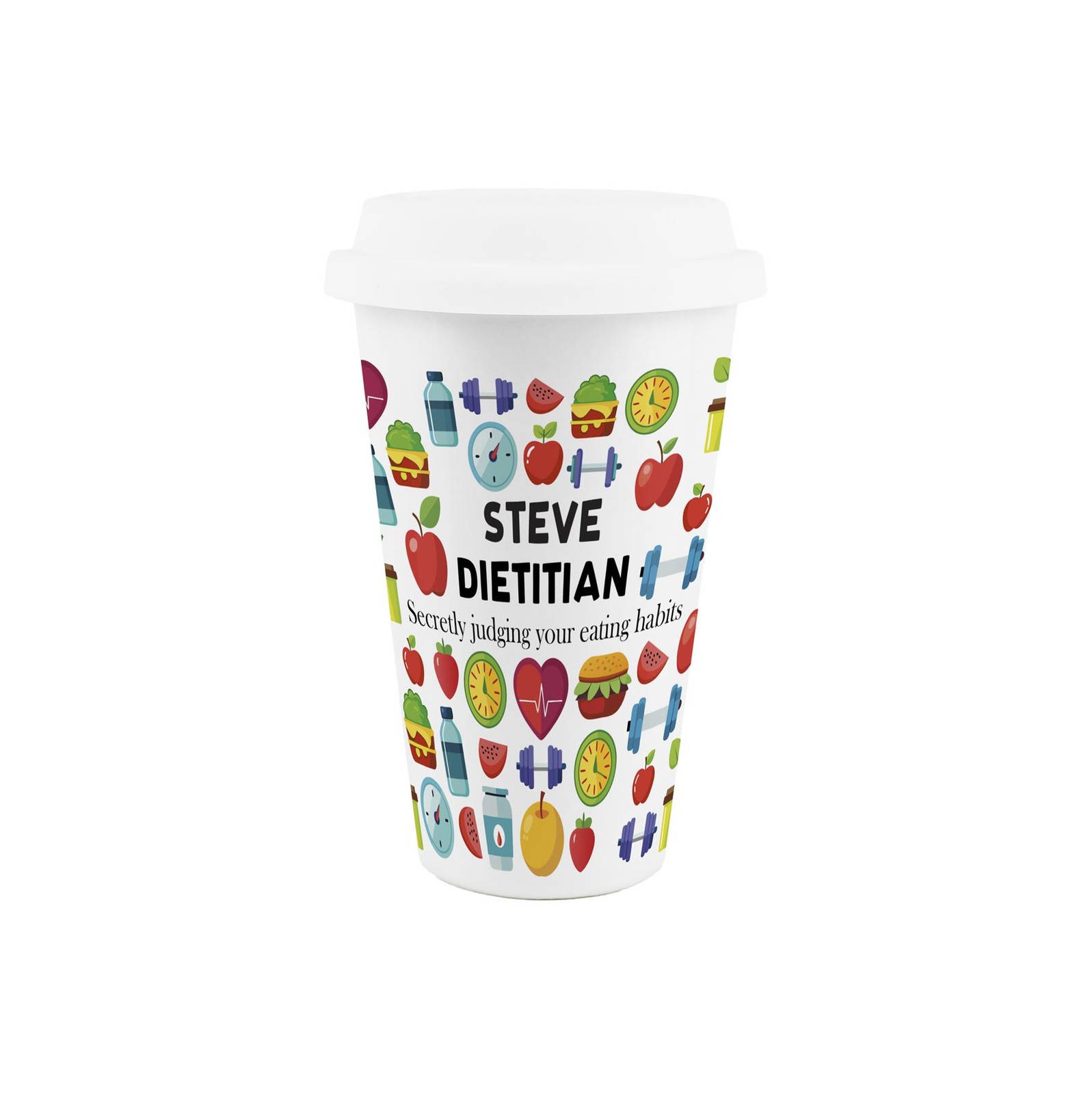 Custom Dietitian Ceramic Travel Mug - Personalised Nutrition Coach Gifts