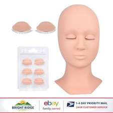 4 Pairs Removable Eyelids on Soft Silicone Lash Mannequin Head for Practice