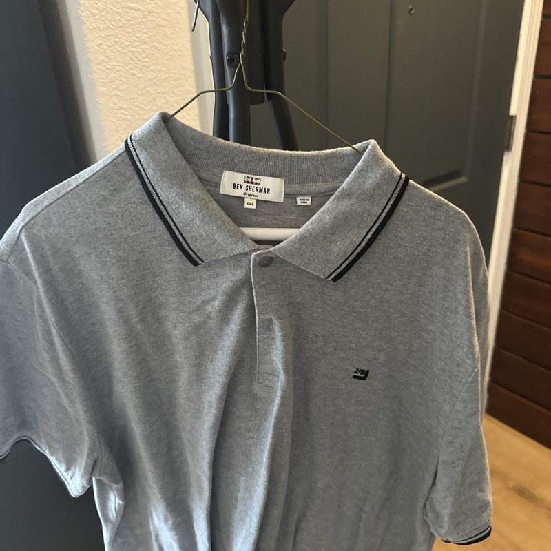 New Ben Sherman Signature Polo Shirt Modern Fit Men's Size 2XL black stripes