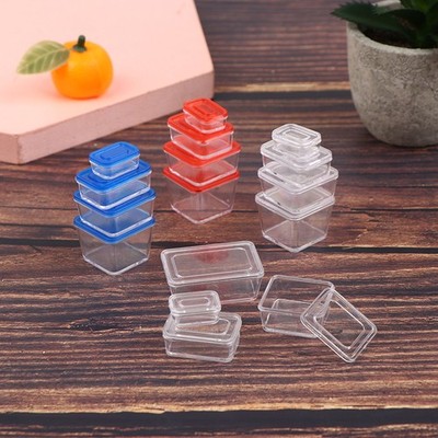 4pcs 1/12 Dollhouse Mini Fresh Keeping Box Lunch Box Model Kitchen Tableware