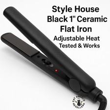 Style House Black 1 Ceramic Flat Iron Adjustable Heat Tested Works
