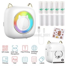 Portable Mini Thermal Printer Wireless Bluetooth Pocket Photo Printer w/ 10 Roll