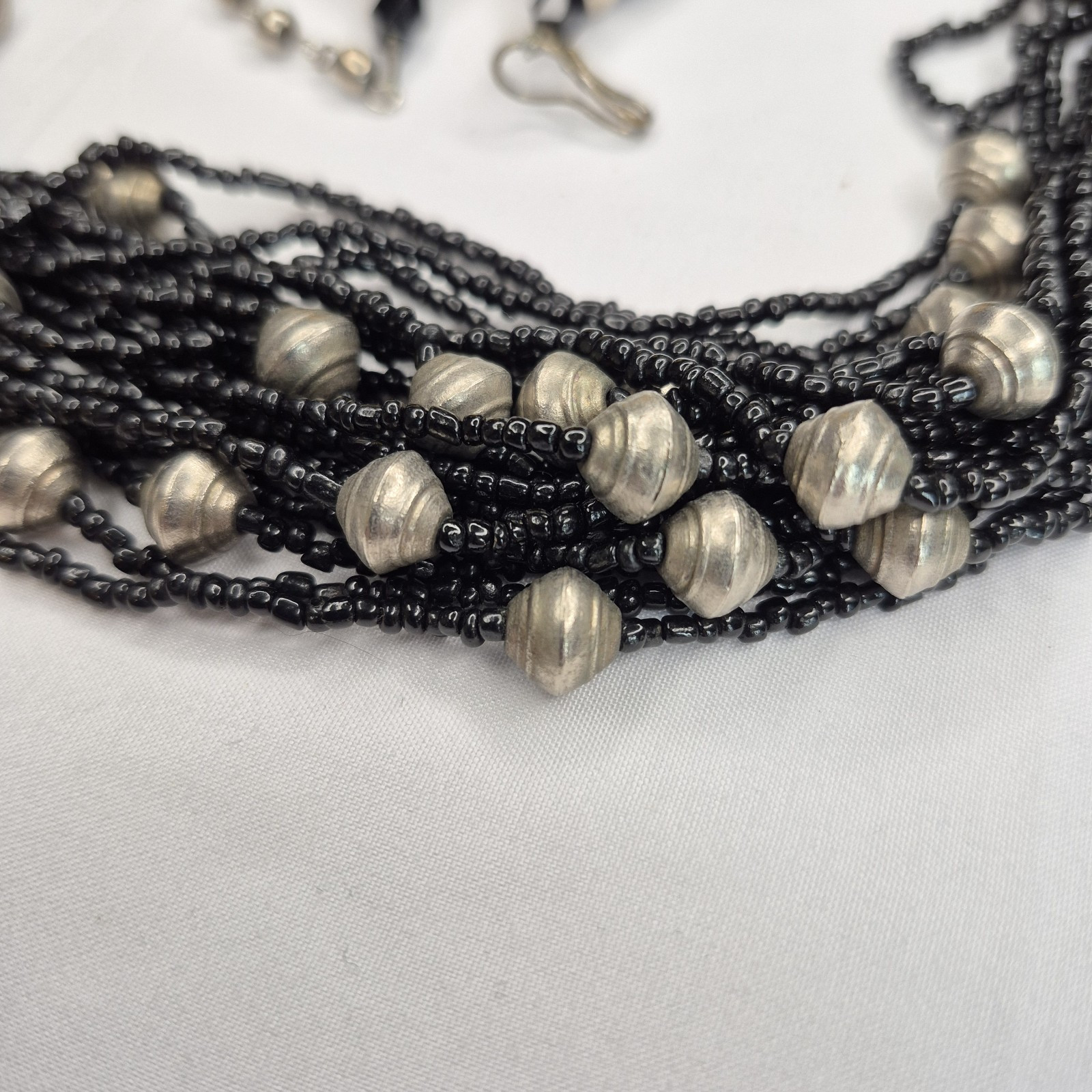 Multi 20-Stranded Black Seed Beaded & Metallic Be… - image 7