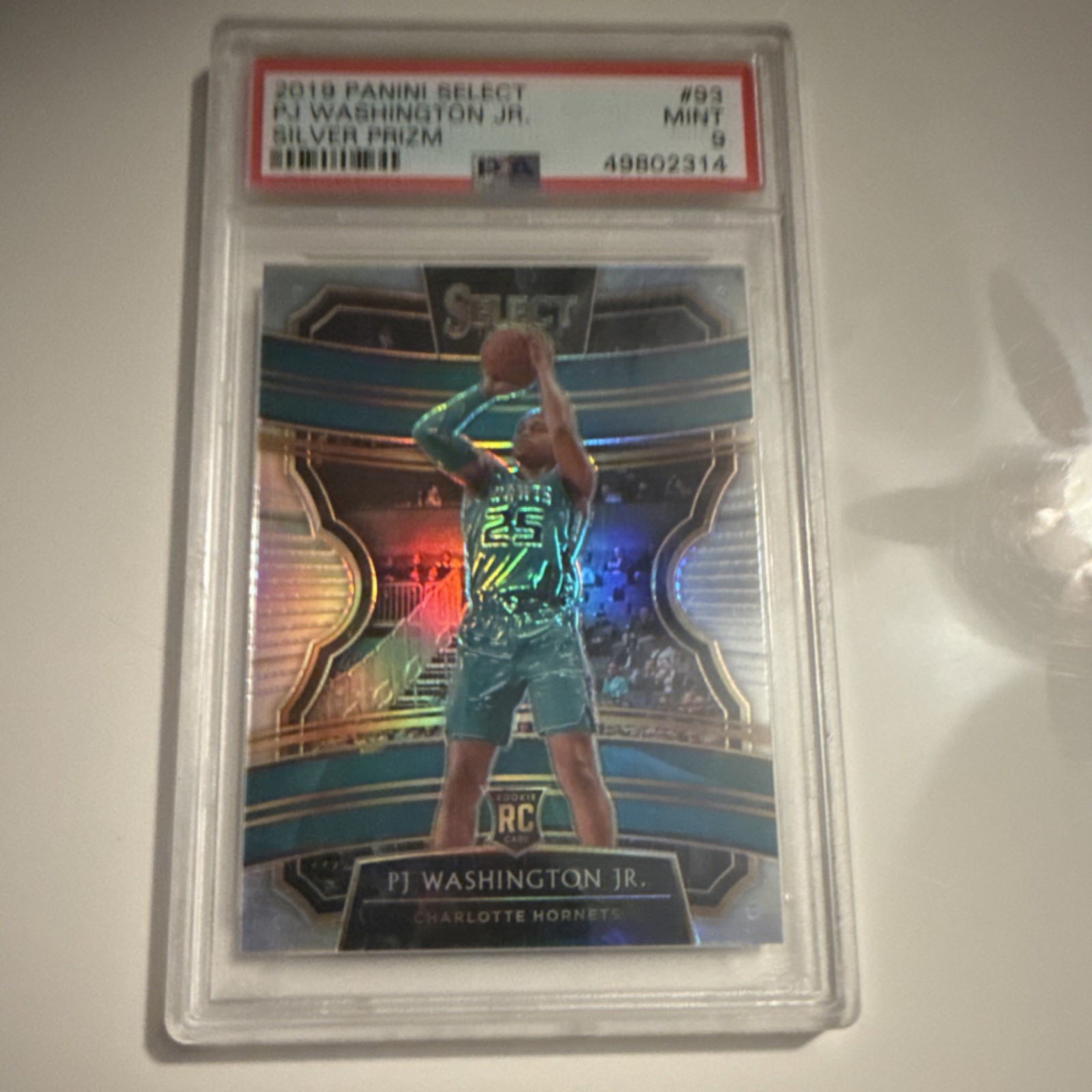 2019-20 Panini Select Silver Prizm #93 PJ Washington Jr. (RC, PSA 9) HORNETS