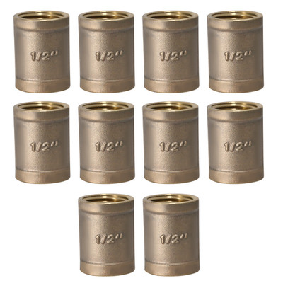 10 Pack XFITTING 1/2'' FIP x 1/2'' FIP Coupling, Female NPT Brass Coupling