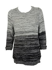 Image of NEW NY Collection Sweater Black Color-blocked Marled-Knit Womens Smal/Large