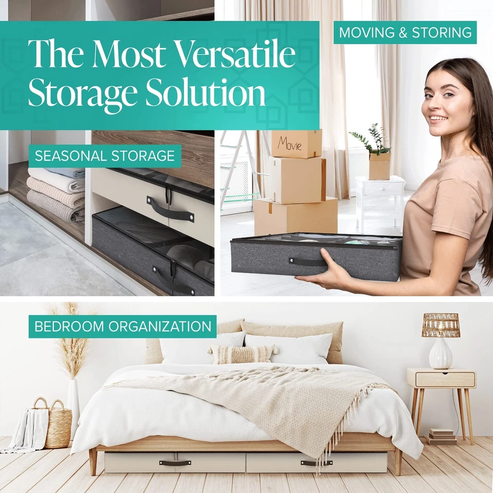 Woffit Under Bed Shoe Storage Organizer Set of 2 Containers, Each Fit 12 Shoes - Image 2 of 4