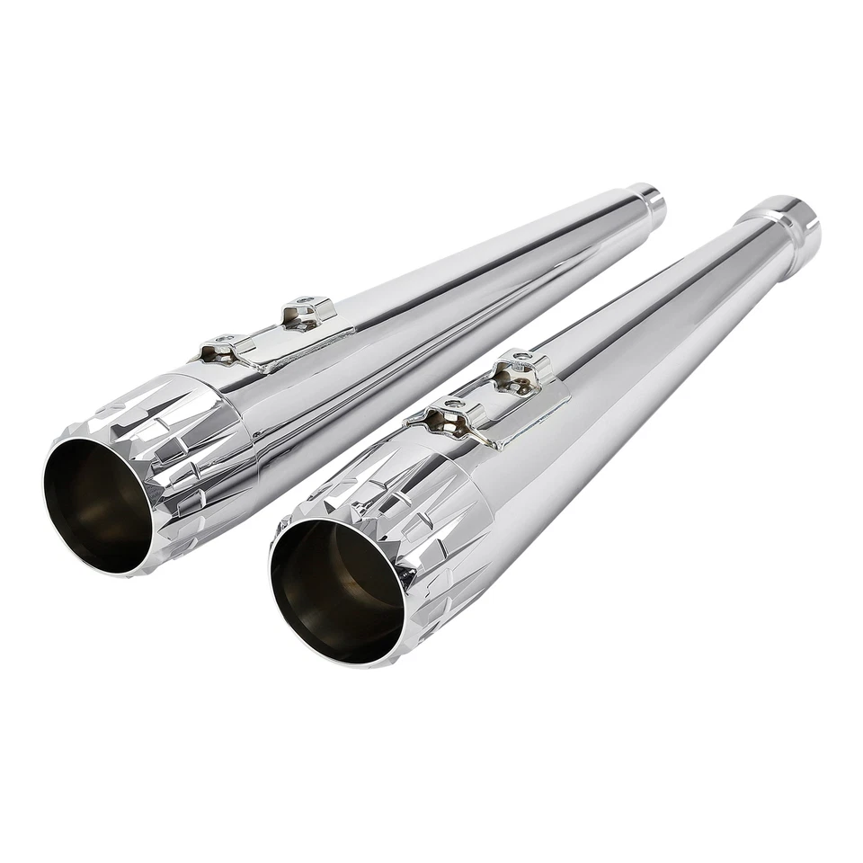 Silenciadores de escape dobles sin cordones aptos para Harley Touring Road Street Glide 2017-2024 Foto 3 de 4