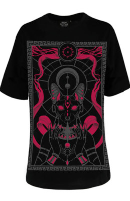Restyle T-Shirt Top Oversized Sphinx Goddess Succubus Katze Cat Gottheit schwarz