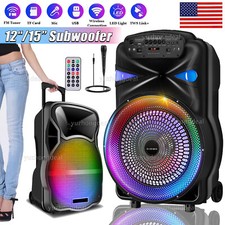 4000W Bluetooth Speaker Portable Wireless 12"/15" Subwoofer Heavy Bass Party Mic