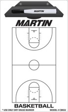 Martin Sports BASKETBALL Dry Erase Coach Board with Marker 2-Sided, 9" x 15 3/4"